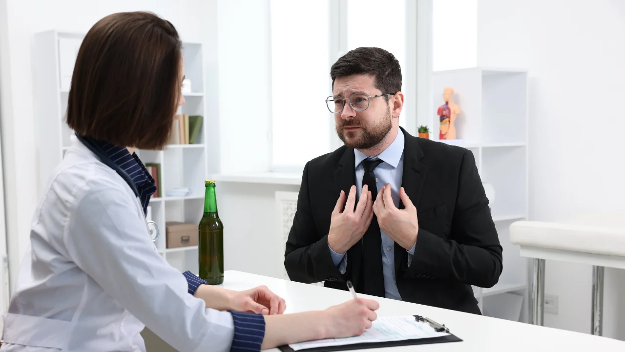 Alcohol addiction therapy session